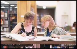 students in the library