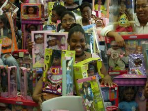 Mary Baldwin students gather baby dolls for local African-American girls in 2006. The Black Baby Doll Drive at MBU is celebrating its 20th anniversary this year. 