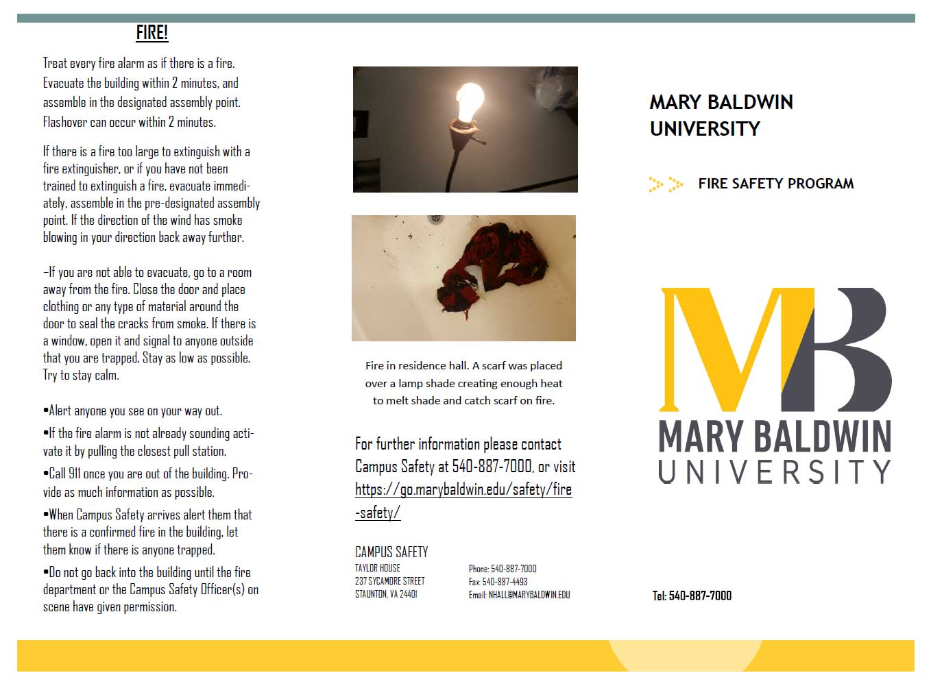 Mary Baldwin Fire Safety Brochure